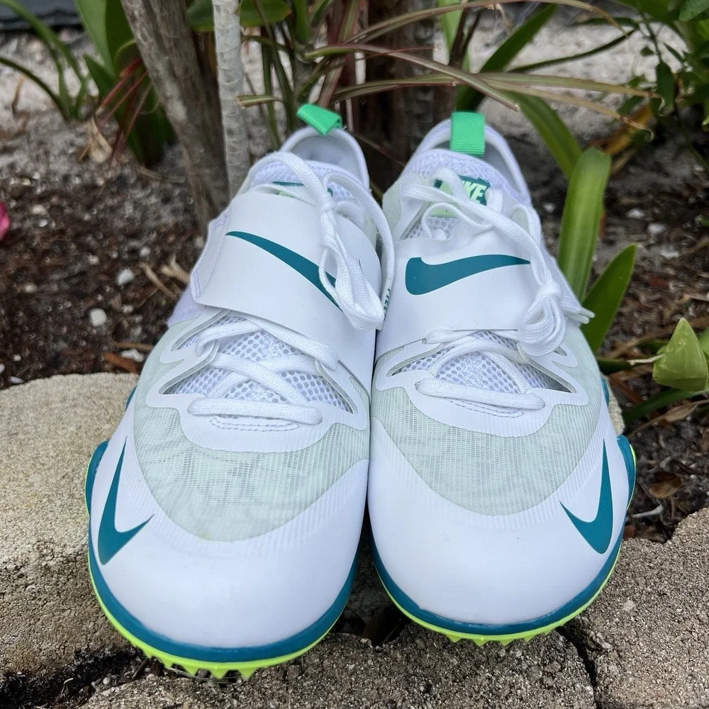Nike Pole Vault Elite Track Spikes FZ9649-100 Men's Size 9 White Bright Spruce